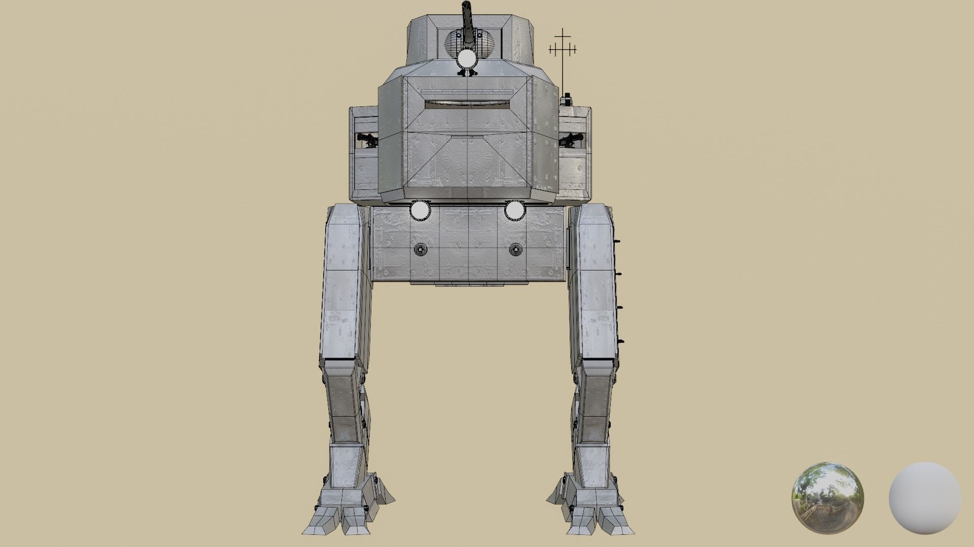 Panzer Mech Walker with RIG and LOWPOLY Default camo Low-poly 3D model_16