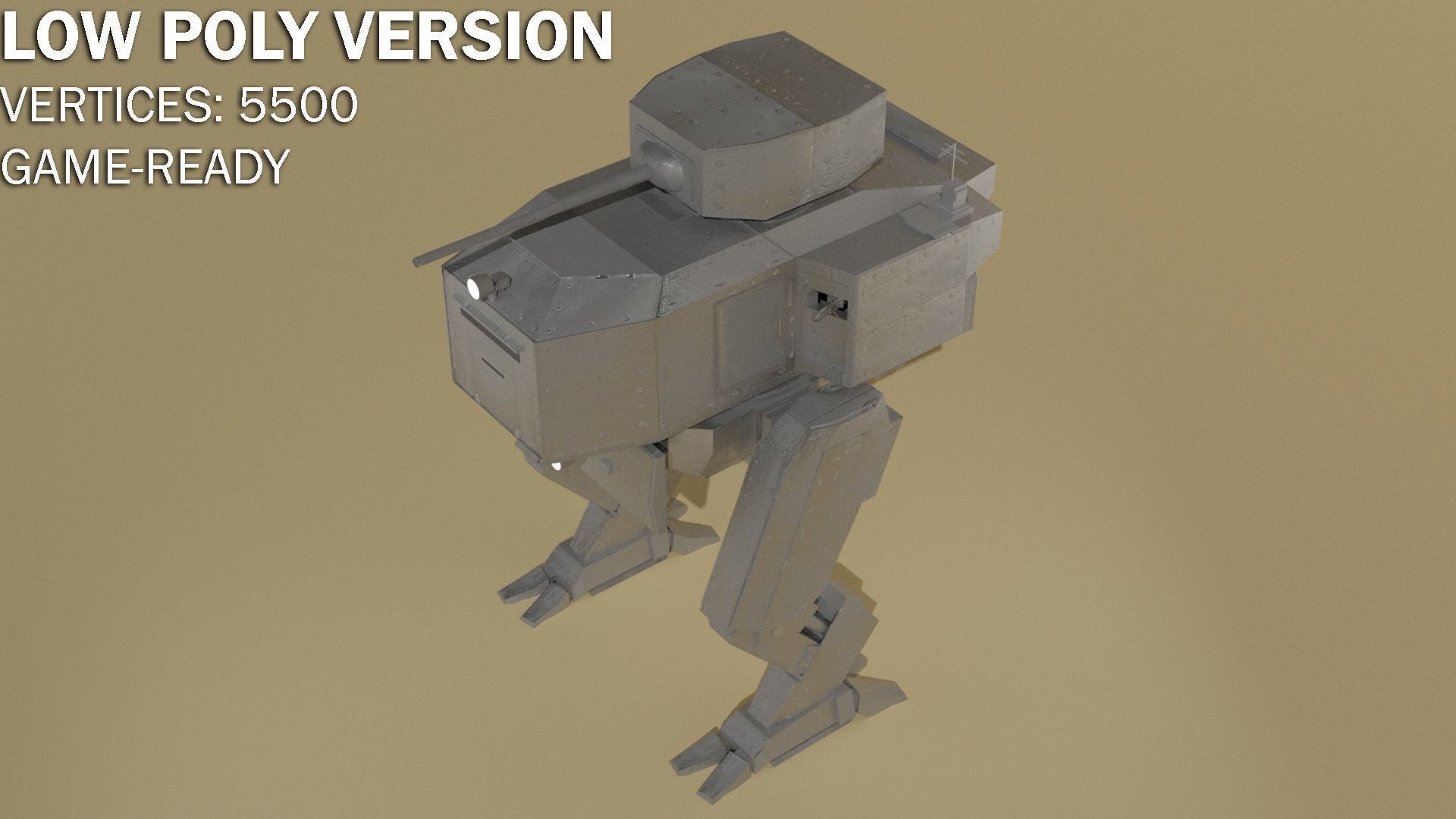 Panzer Mech Walker with RIG and LOWPOLY Default camo Low-poly 3D model_17