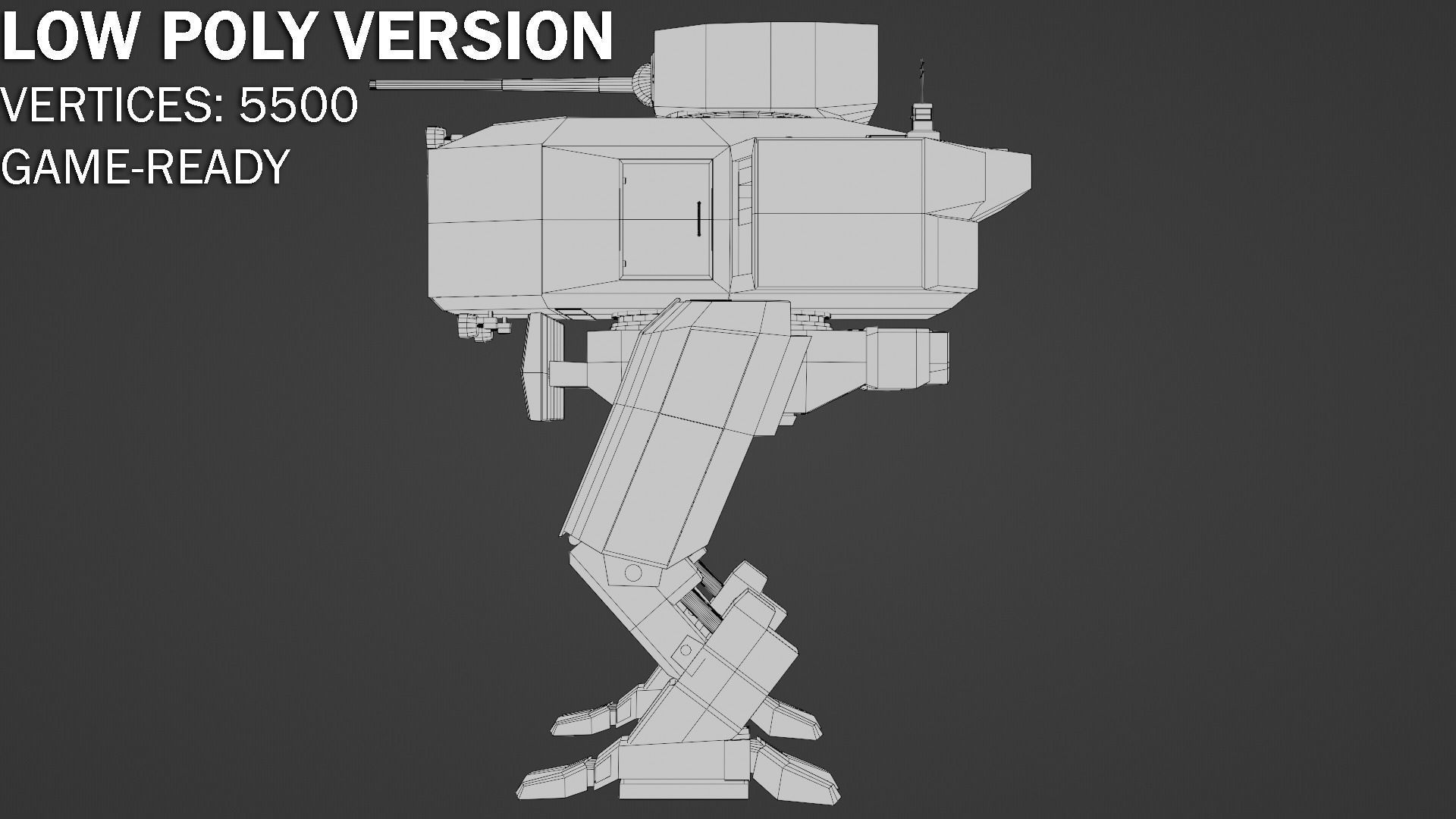 Panzer Mech Walker with RIG and LOWPOLY Default camo Low-poly 3D model_19