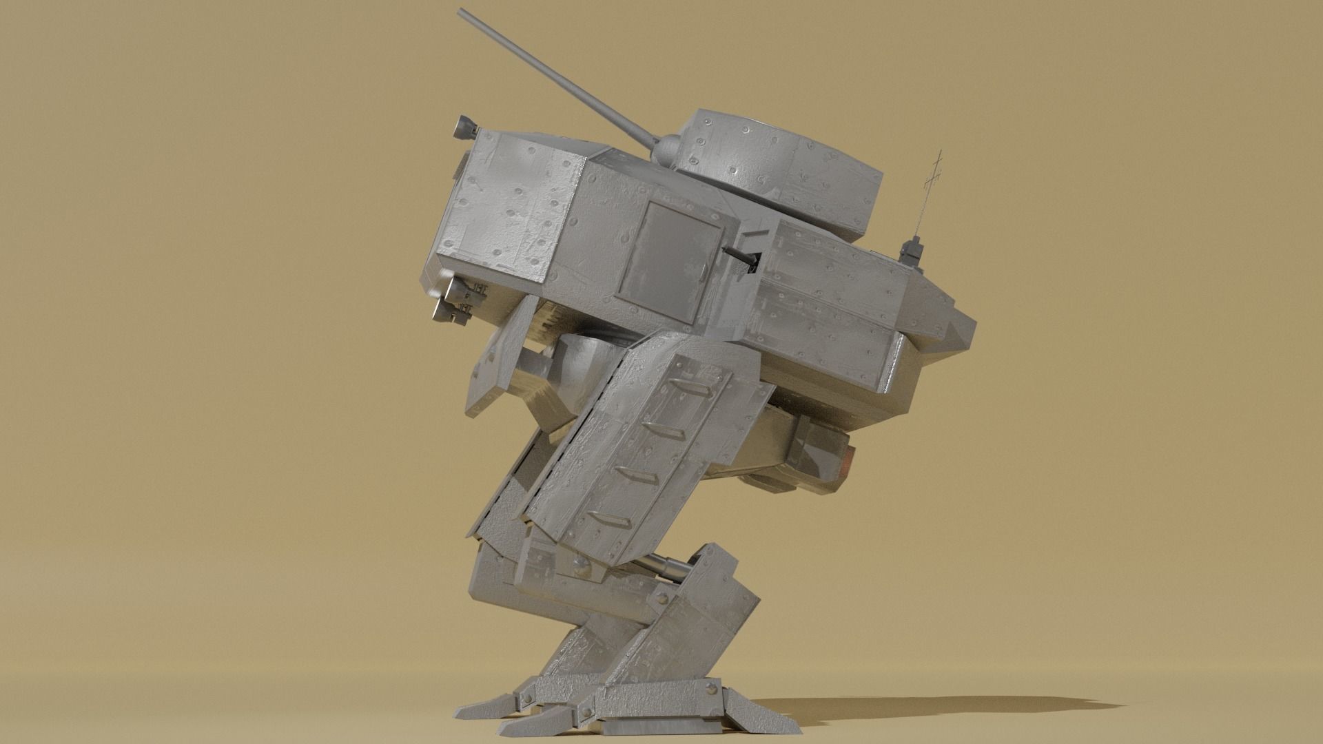 Panzer Mech Walker with RIG and LOWPOLY Default camo Low-poly 3D model_2