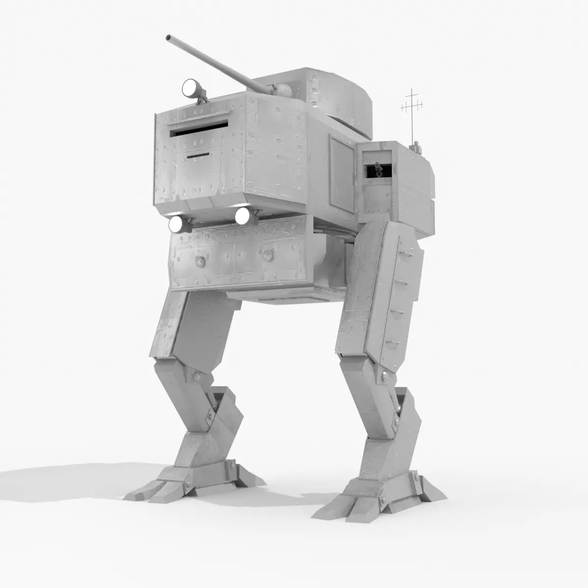 Panzer Mech Walker with RIG and LOWPOLY Default camo Low-poly 3D model_0