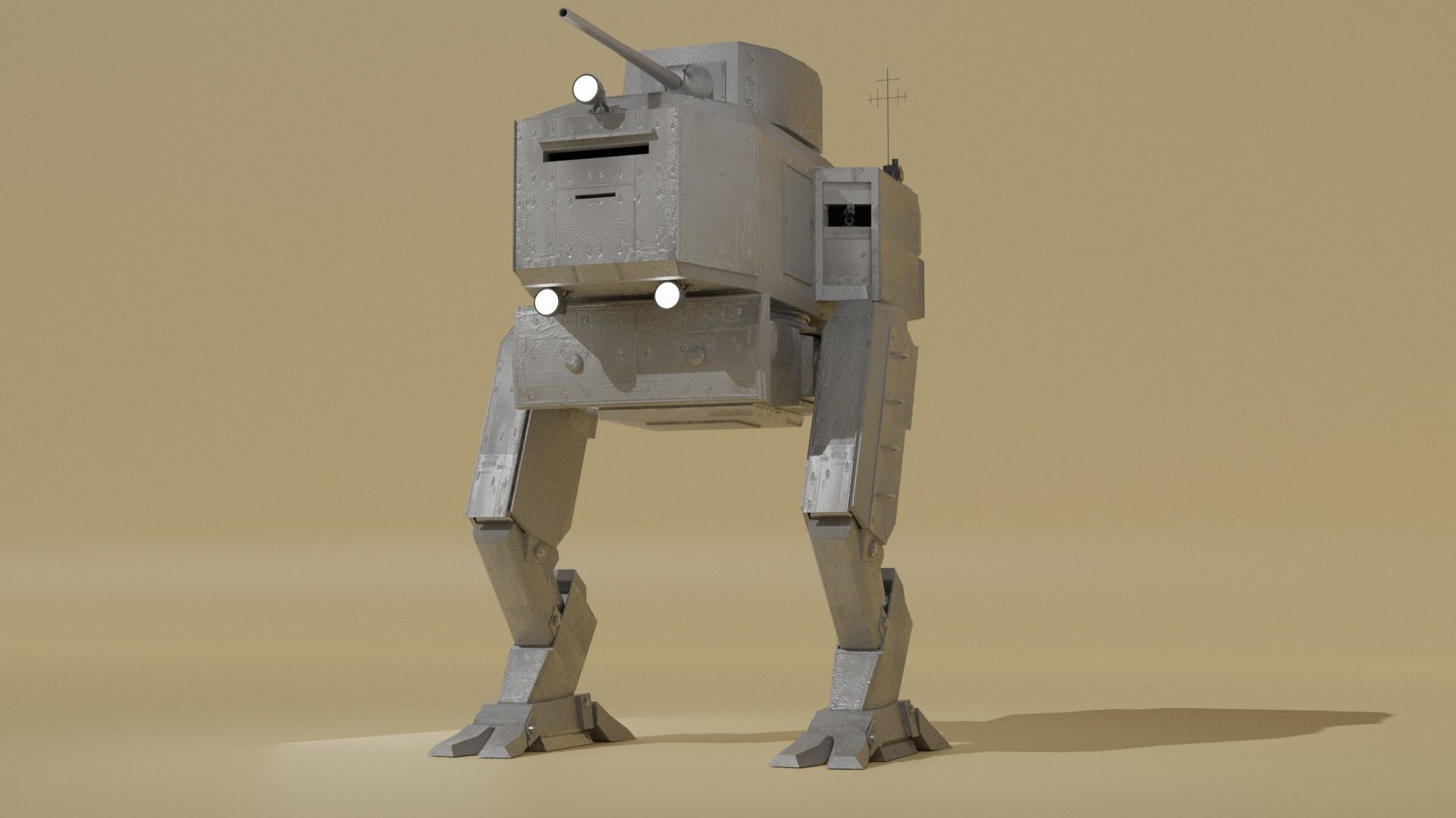 Panzer Mech Walker with RIG and LOWPOLY Default camo Low-poly 3D model_4