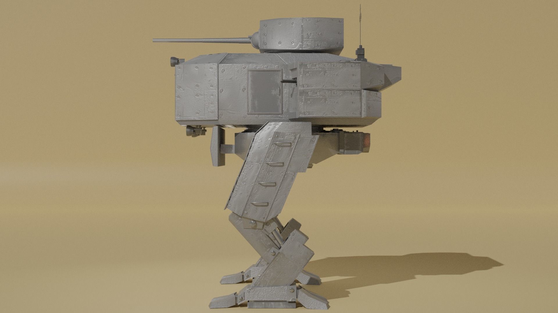 Panzer Mech Walker with RIG and LOWPOLY Default camo Low-poly 3D model_6