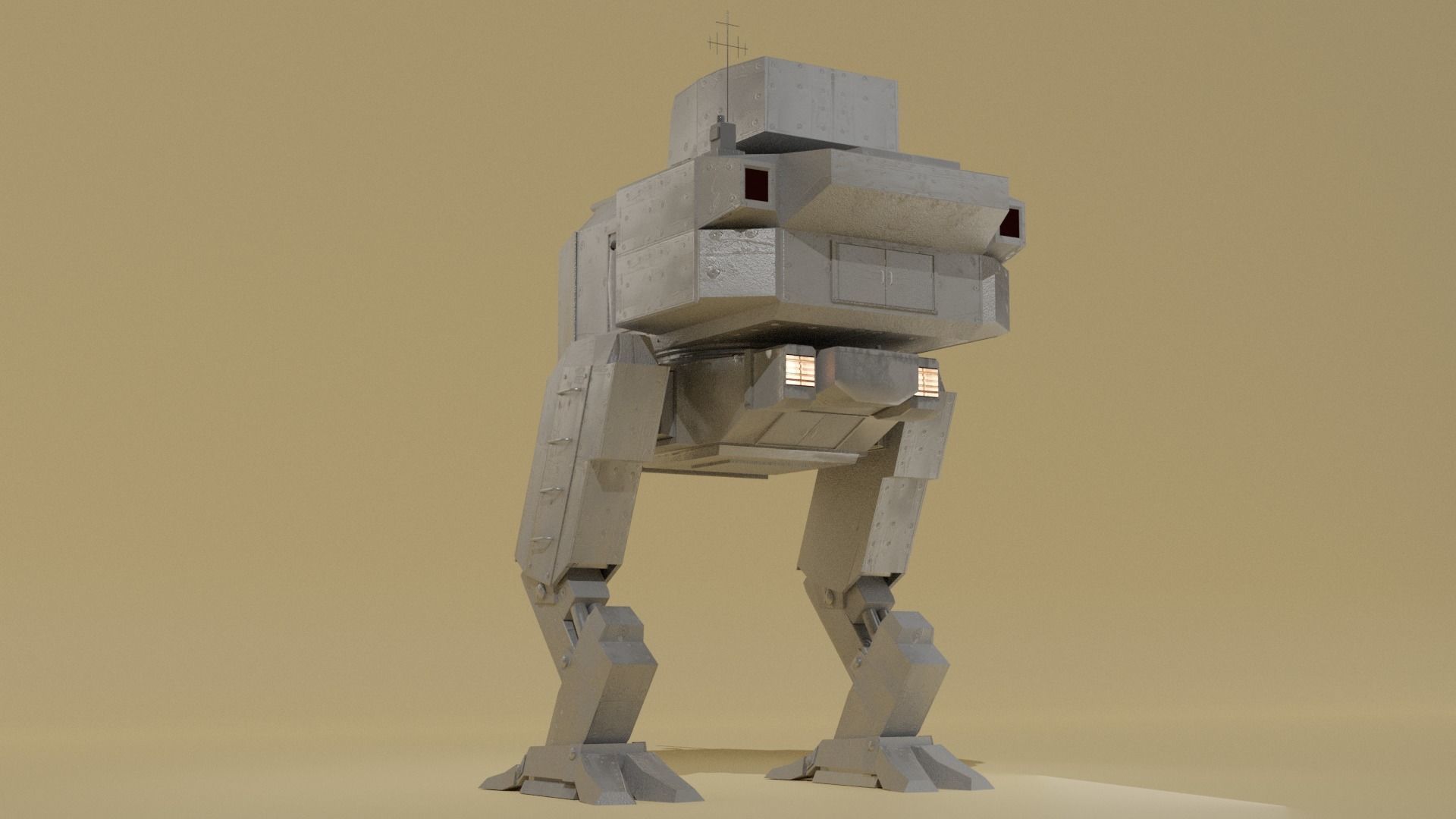 Panzer Mech Walker with RIG and LOWPOLY Default camo Low-poly 3D model_10