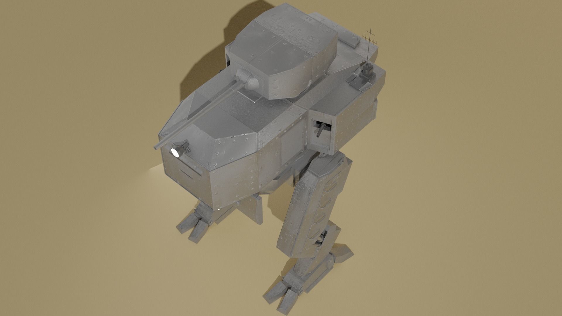 Panzer Mech Walker with RIG and LOWPOLY Default camo Low-poly 3D model_14
