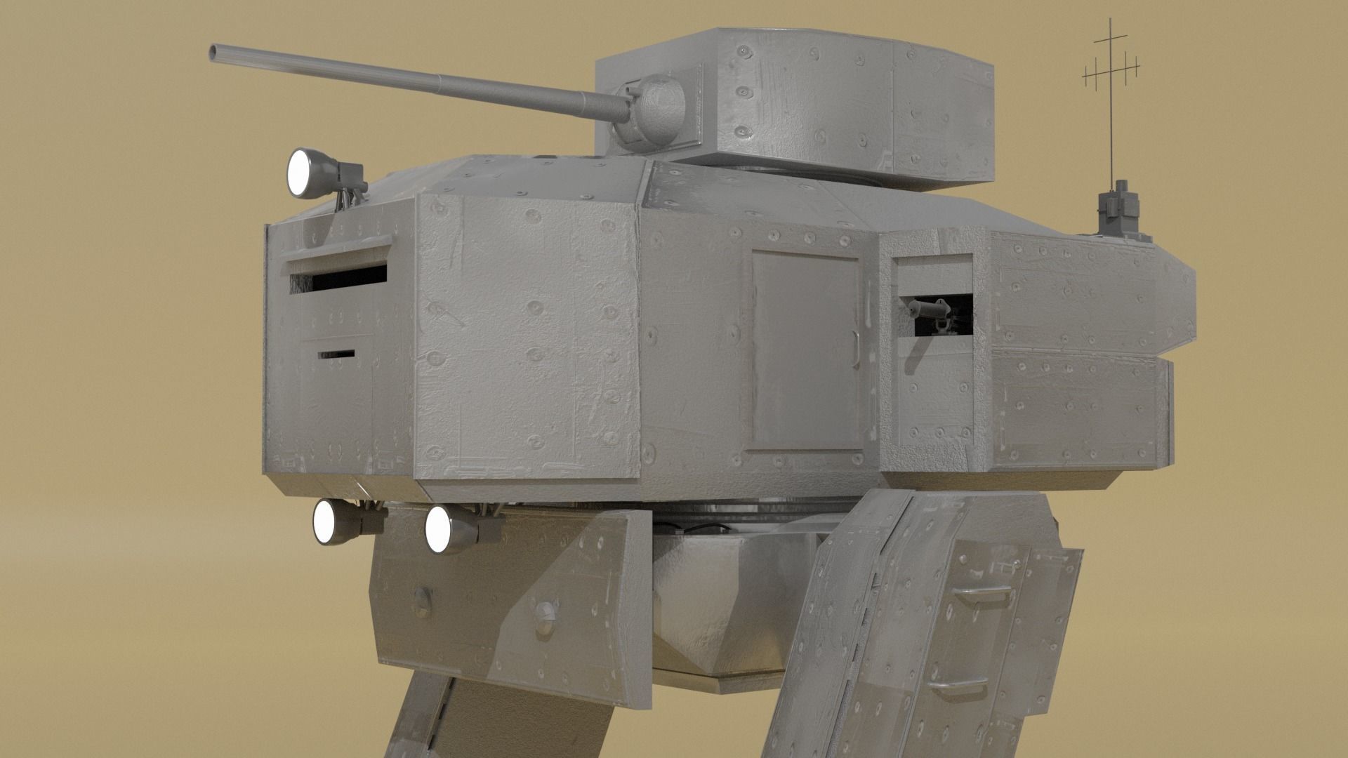 Panzer Mech Walker with RIG and LOWPOLY Default camo Low-poly 3D model_12