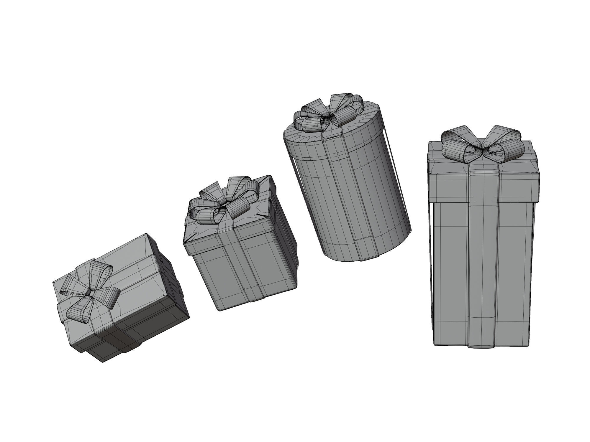 Gift Boxes Set 3D model For Free Free 3D model_2