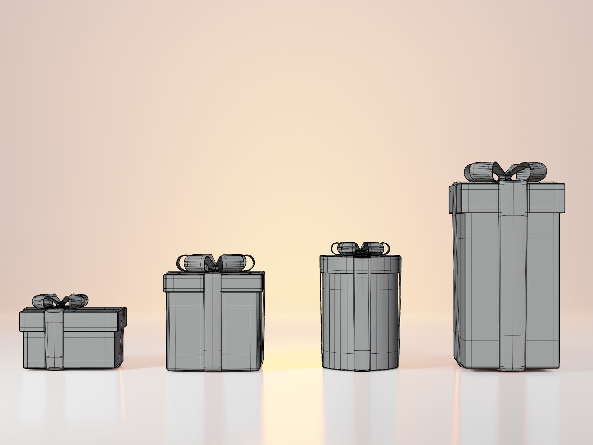 Gift Boxes Set 3D model For Free Free 3D model_4