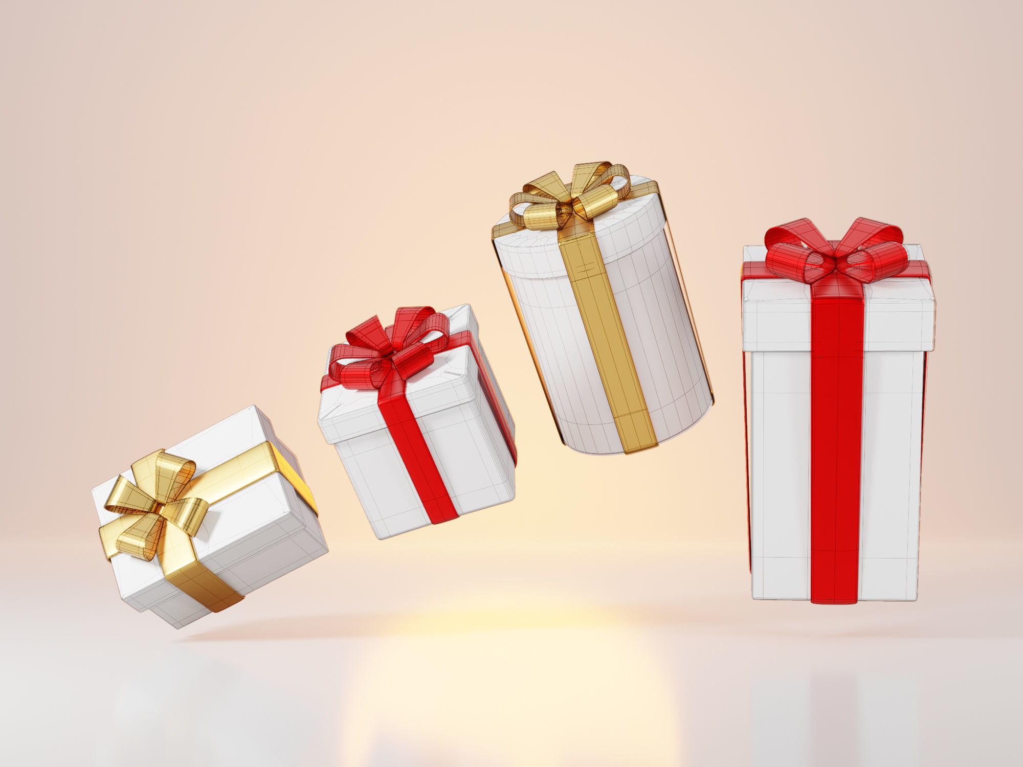 Gift Boxes Set 3D model For Free Free 3D model_1