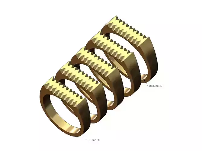 Fluted rectangular top signet ring US sizes 6to10