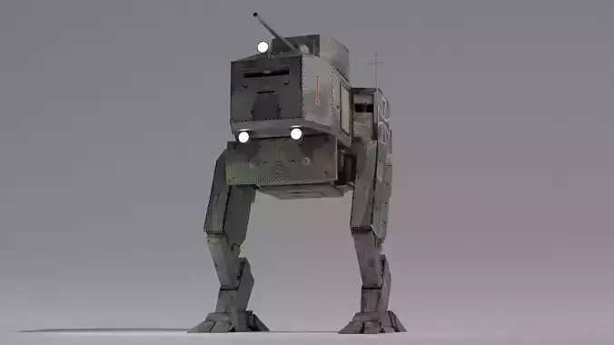 Panzer Mech Walker with RIG and LOWPOLY Forest Camo Low-poly 3D model