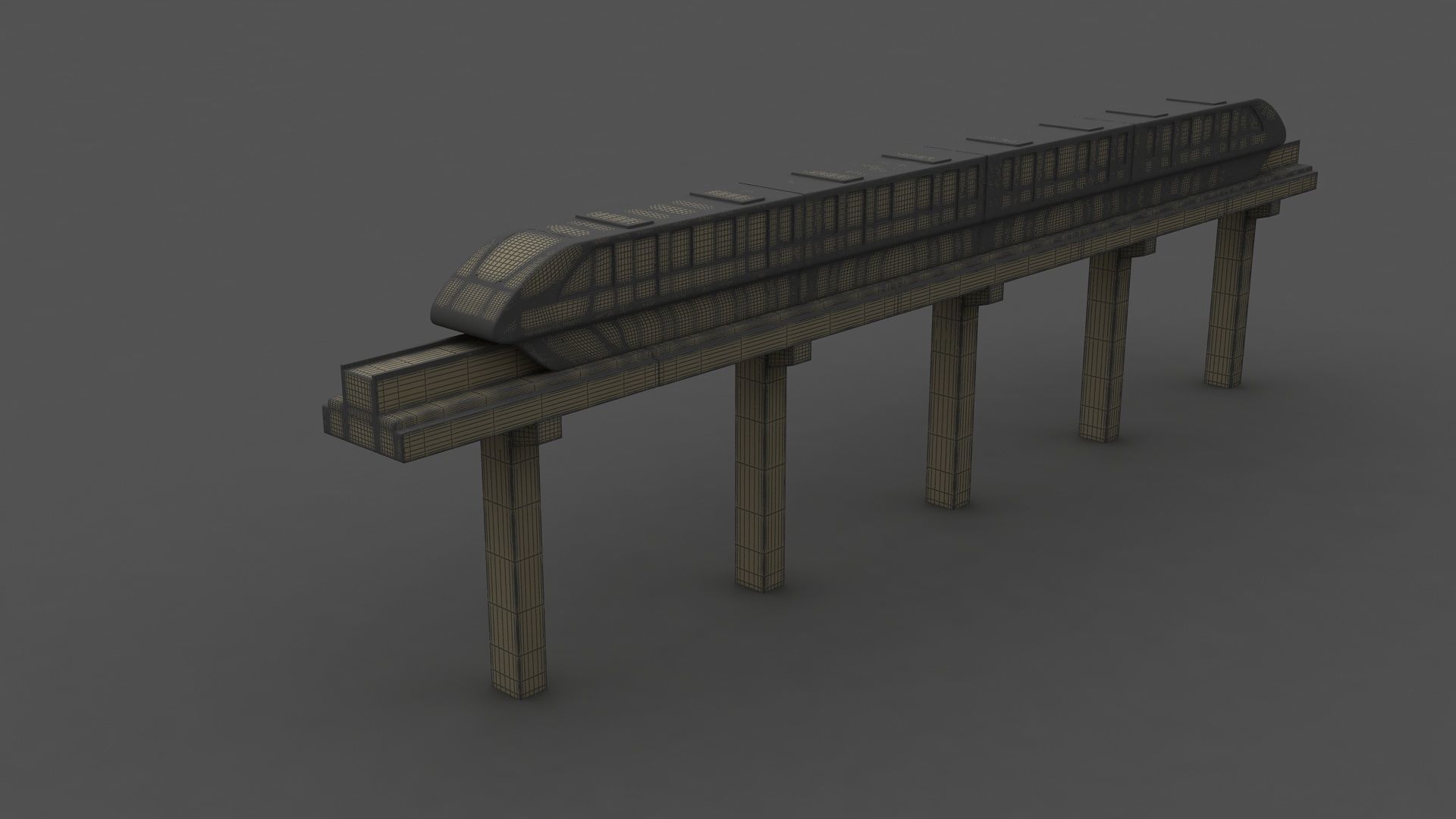 Monorail futuristic high-speed train 3D model_5