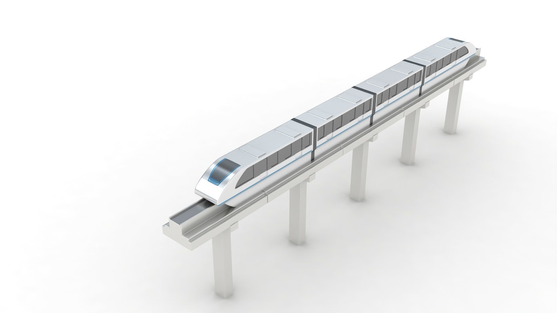 Monorail futuristic high-speed train 3D model_1
