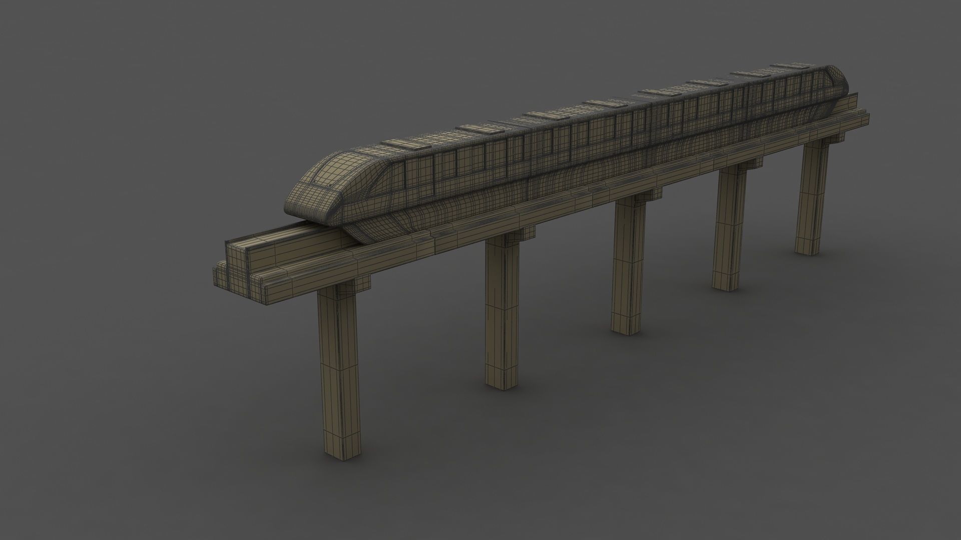 Monorail futuristic high-speed train 3D model_4