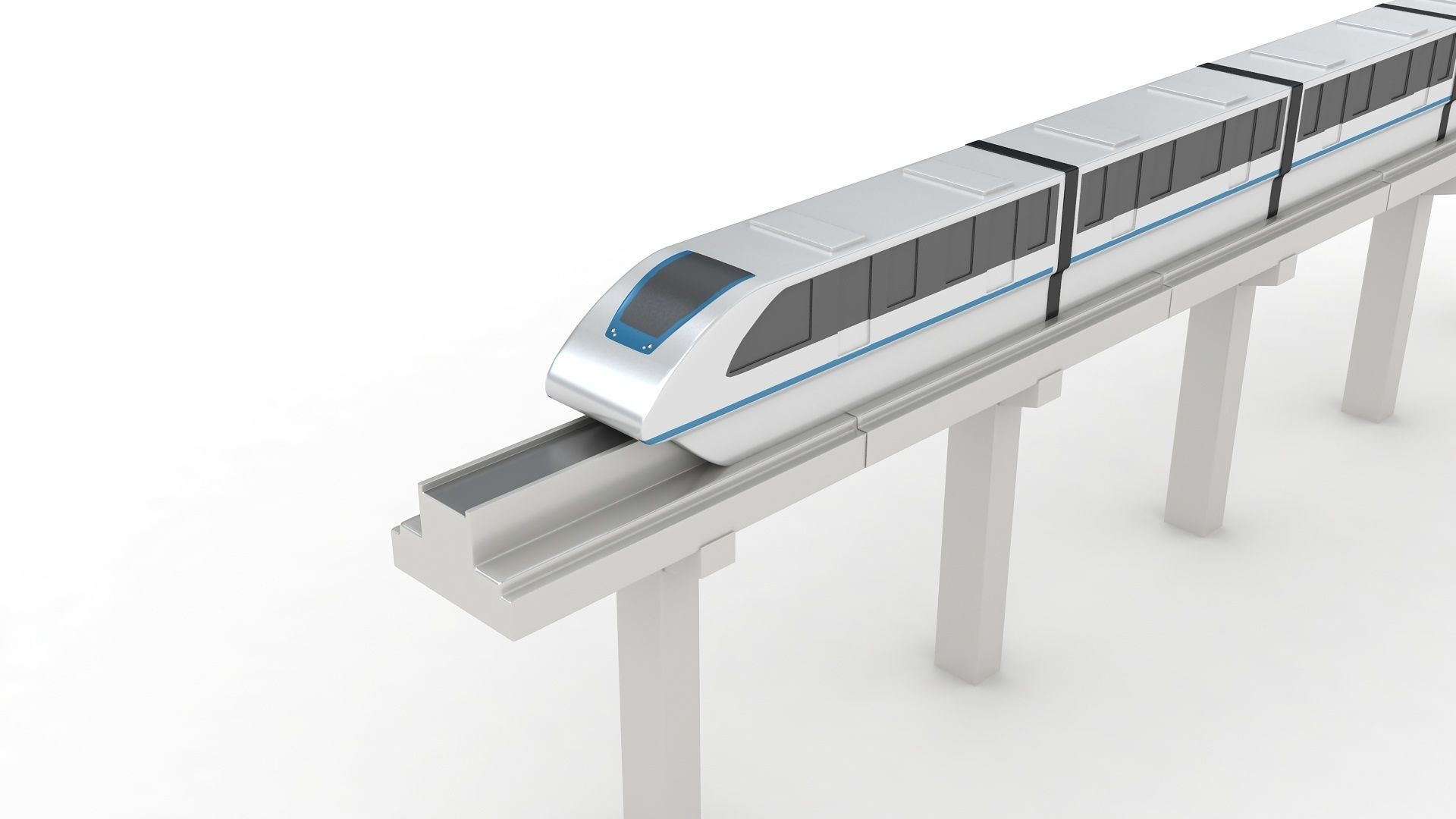 Monorail futuristic high-speed train 3D model_2