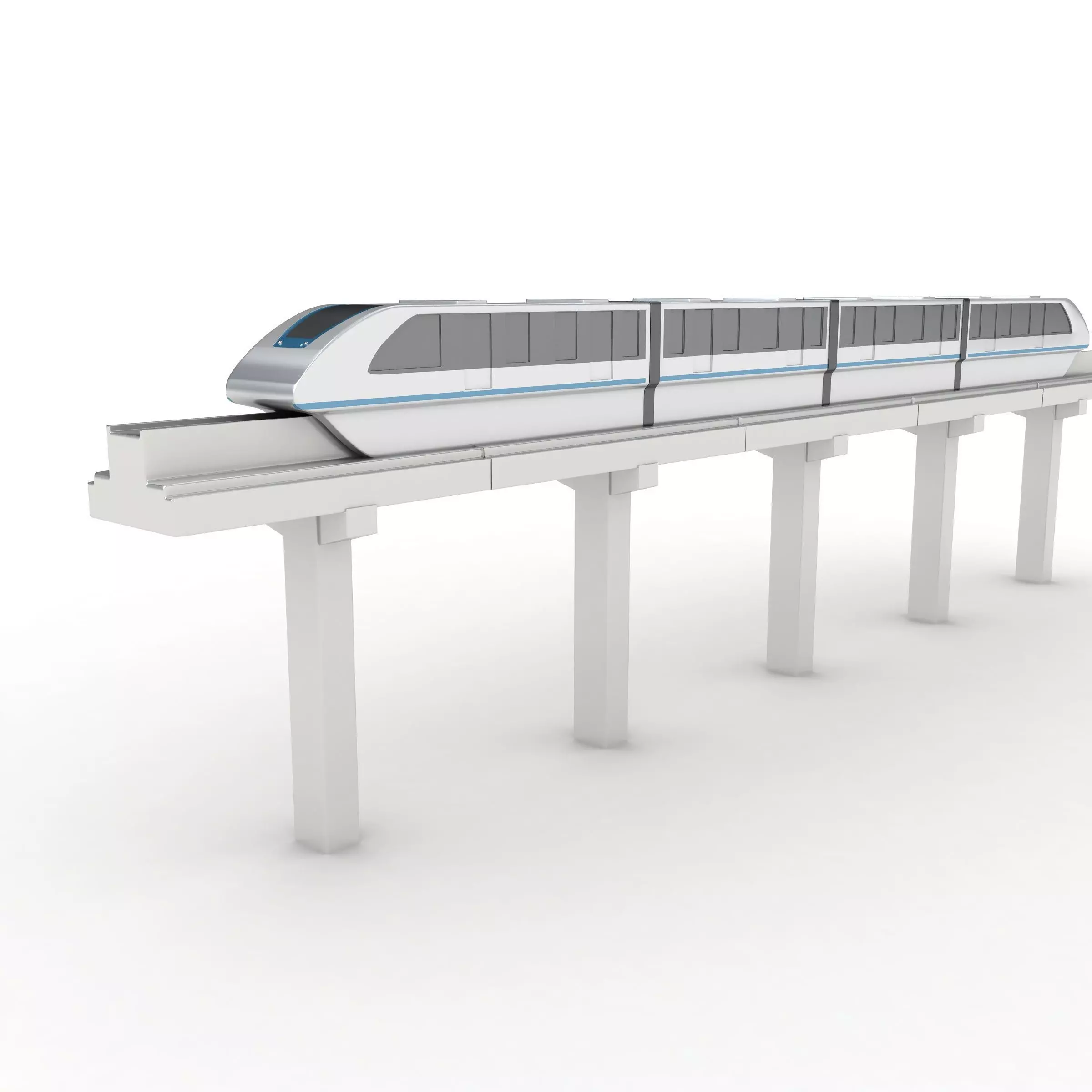 Monorail futuristic high-speed train 3D model_0
