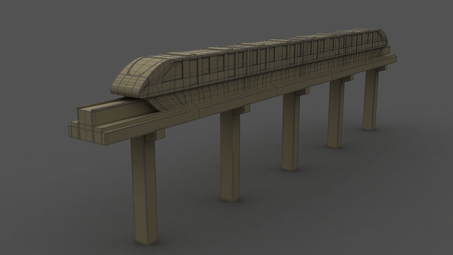 Monorail futuristic high-speed train 3D model_3