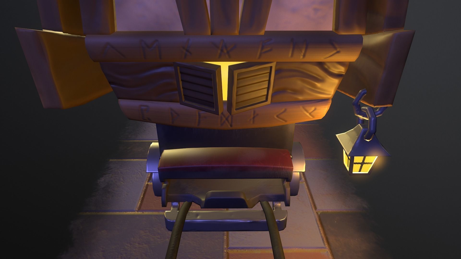 Stylized wagon Low-poly 3D model_9