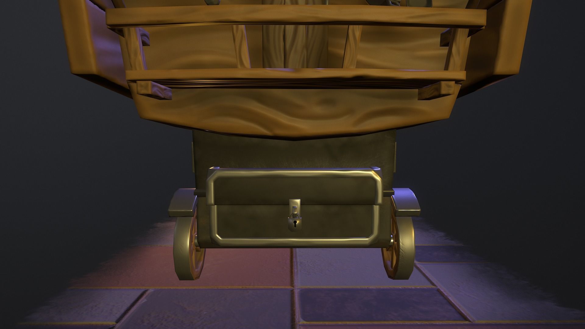 Stylized wagon Low-poly 3D model_7