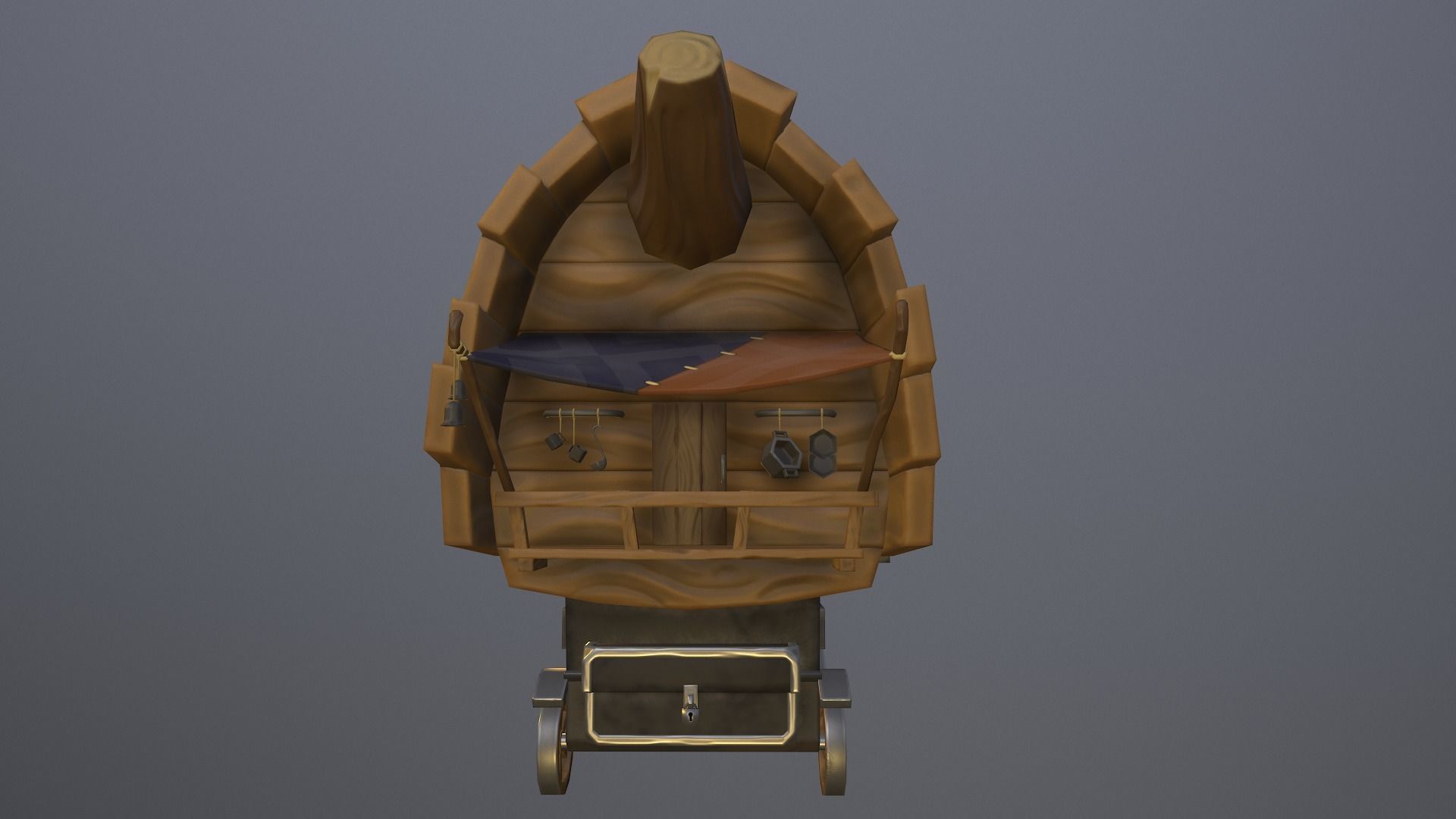 Stylized wagon Low-poly 3D model_16