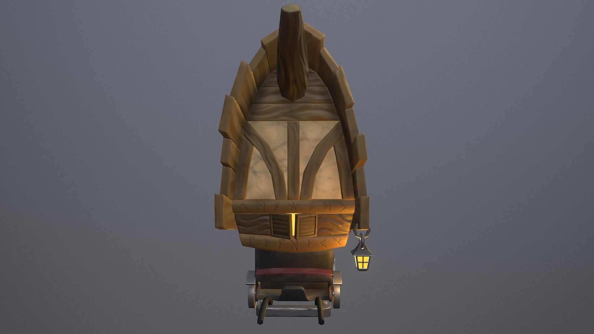 Stylized wagon Low-poly 3D model_20