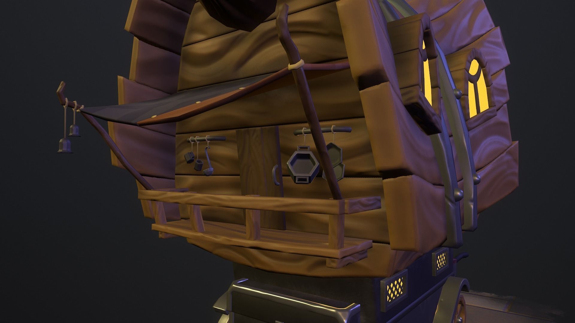 Stylized wagon Low-poly 3D model_12