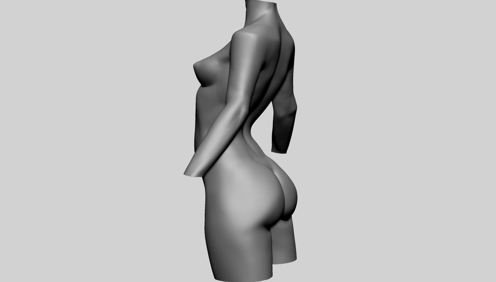 Stylized Female Torso 3D model_6