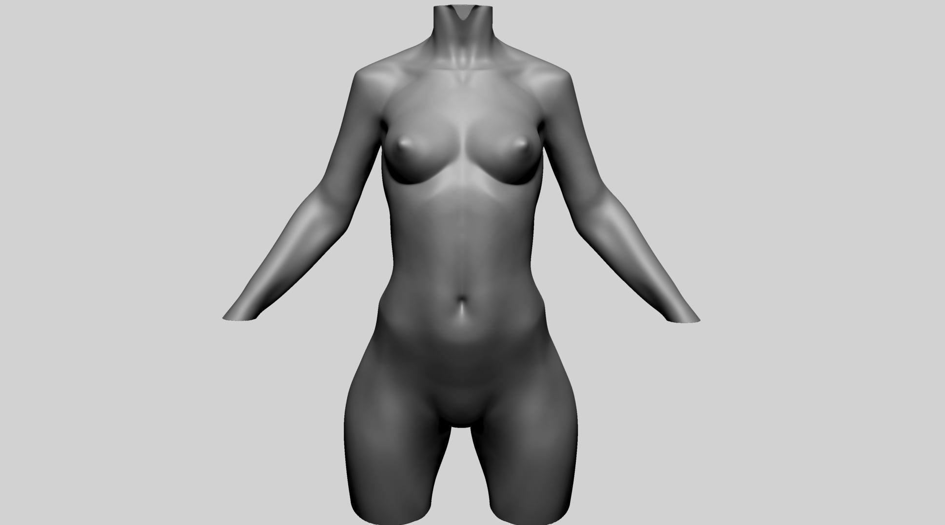Stylized Female Torso 3D model_8