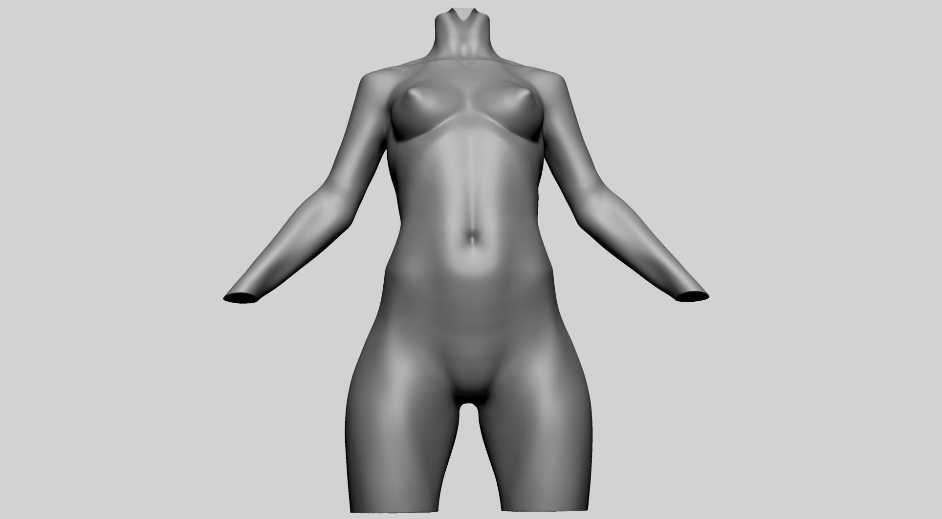 Stylized Female Torso 3D model_9