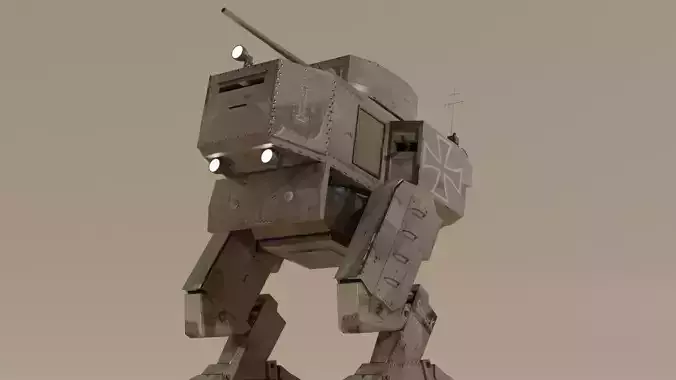 Panzer Mech Walker with RIG and LOWPOLY Desert Camo