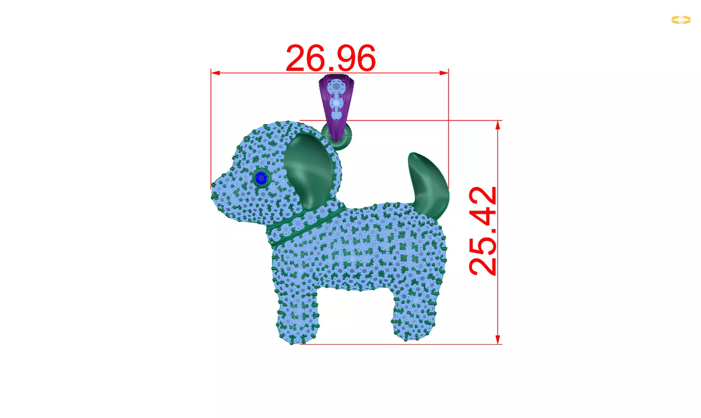 pendant Dog 3D print model_0