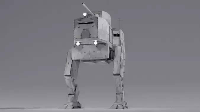 Panzer Mech Walker with RIG and LOWPOLY Winter Camo Low-poly 3D model