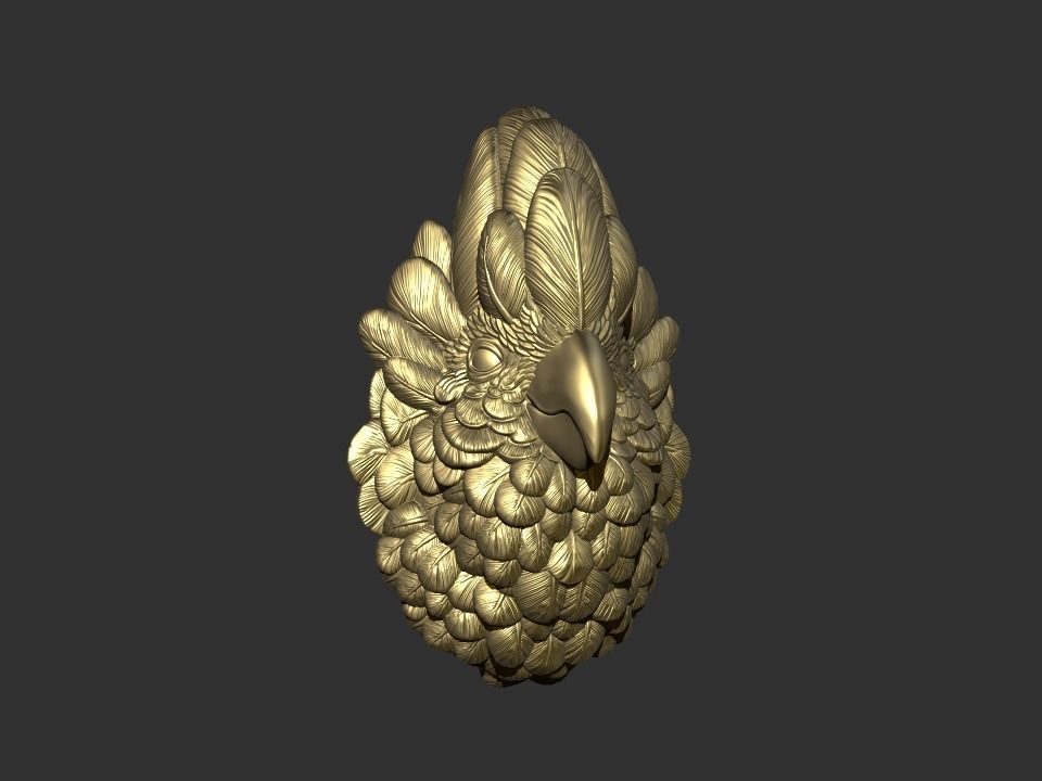 Parrot gold bird head 3D print model_4