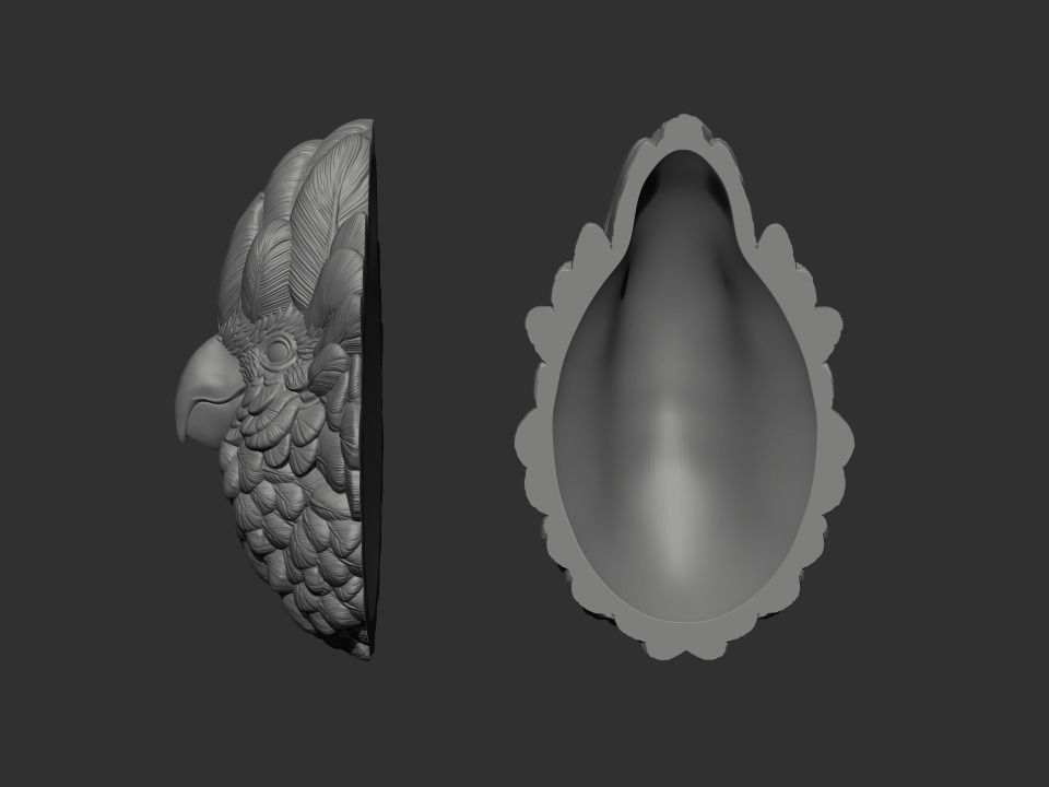 Parrot gold bird head 3D print model_3