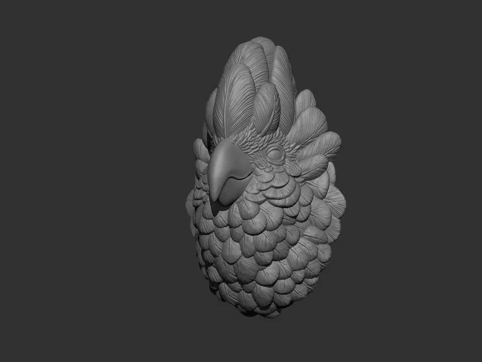 Parrot gold bird head 3D print model_0