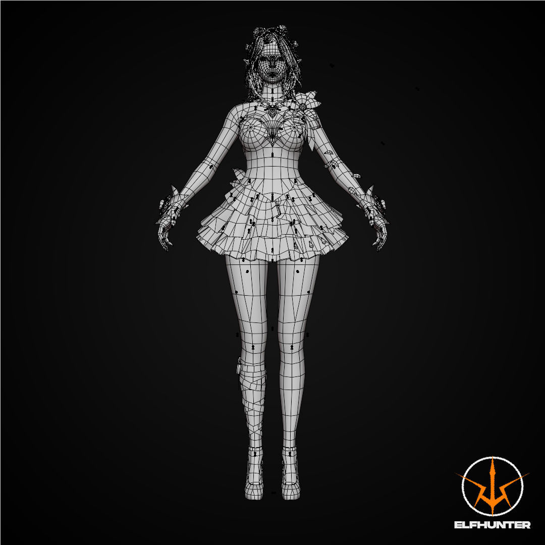 EXCLUSIVE ELF HUNTER EDITION RIGGED CHARACTER ELF GOTHIC WEDDING Low-poly 3D model_14