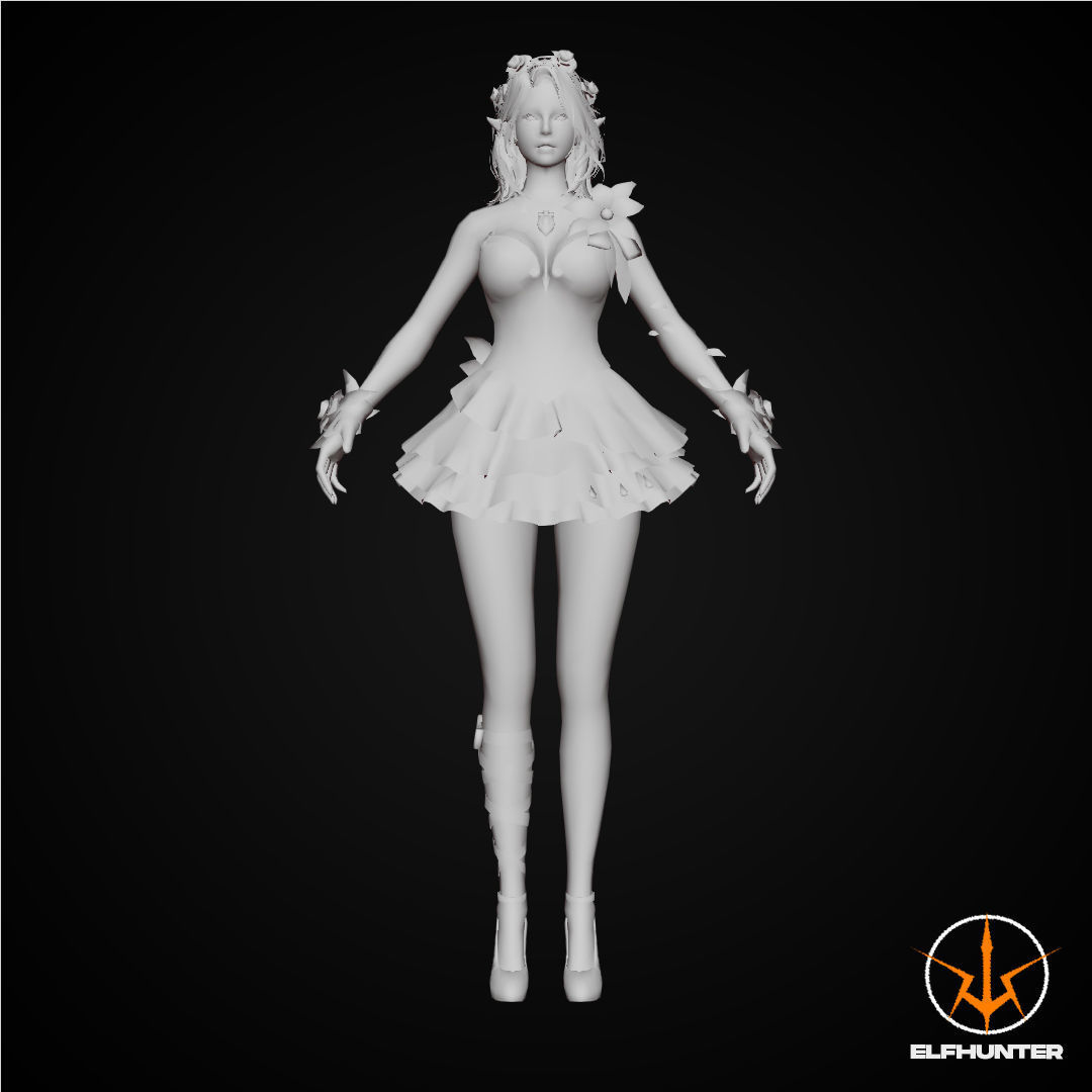 EXCLUSIVE ELF HUNTER EDITION RIGGED CHARACTER ELF GOTHIC WEDDING Low-poly 3D model_6
