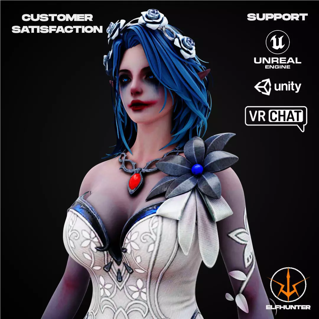 EXCLUSIVE ELF HUNTER EDITION RIGGED CHARACTER ELF GOTHIC WEDDING Low-poly 3D model_0