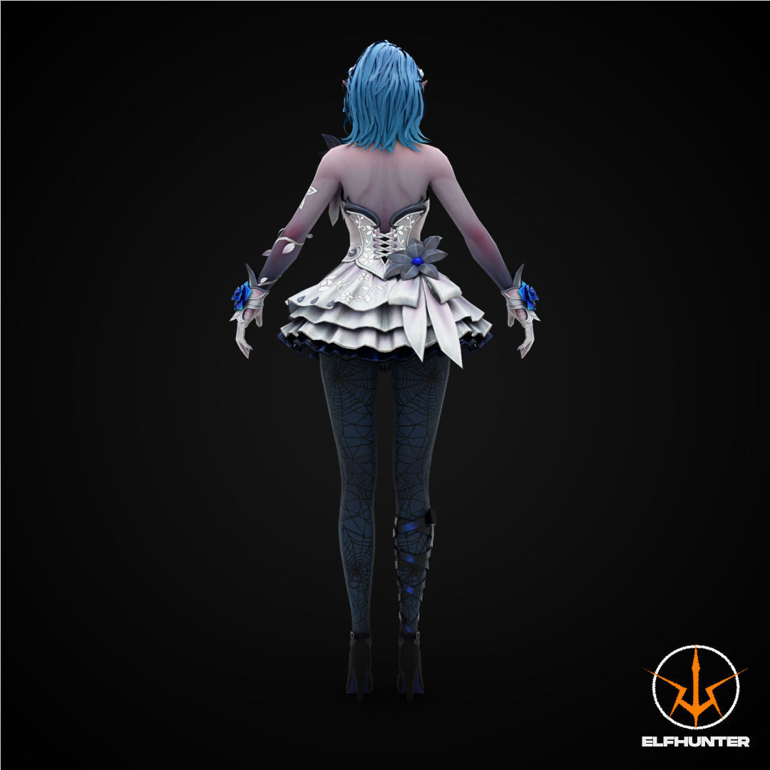 EXCLUSIVE ELF HUNTER EDITION RIGGED CHARACTER ELF GOTHIC WEDDING Low-poly 3D model_4