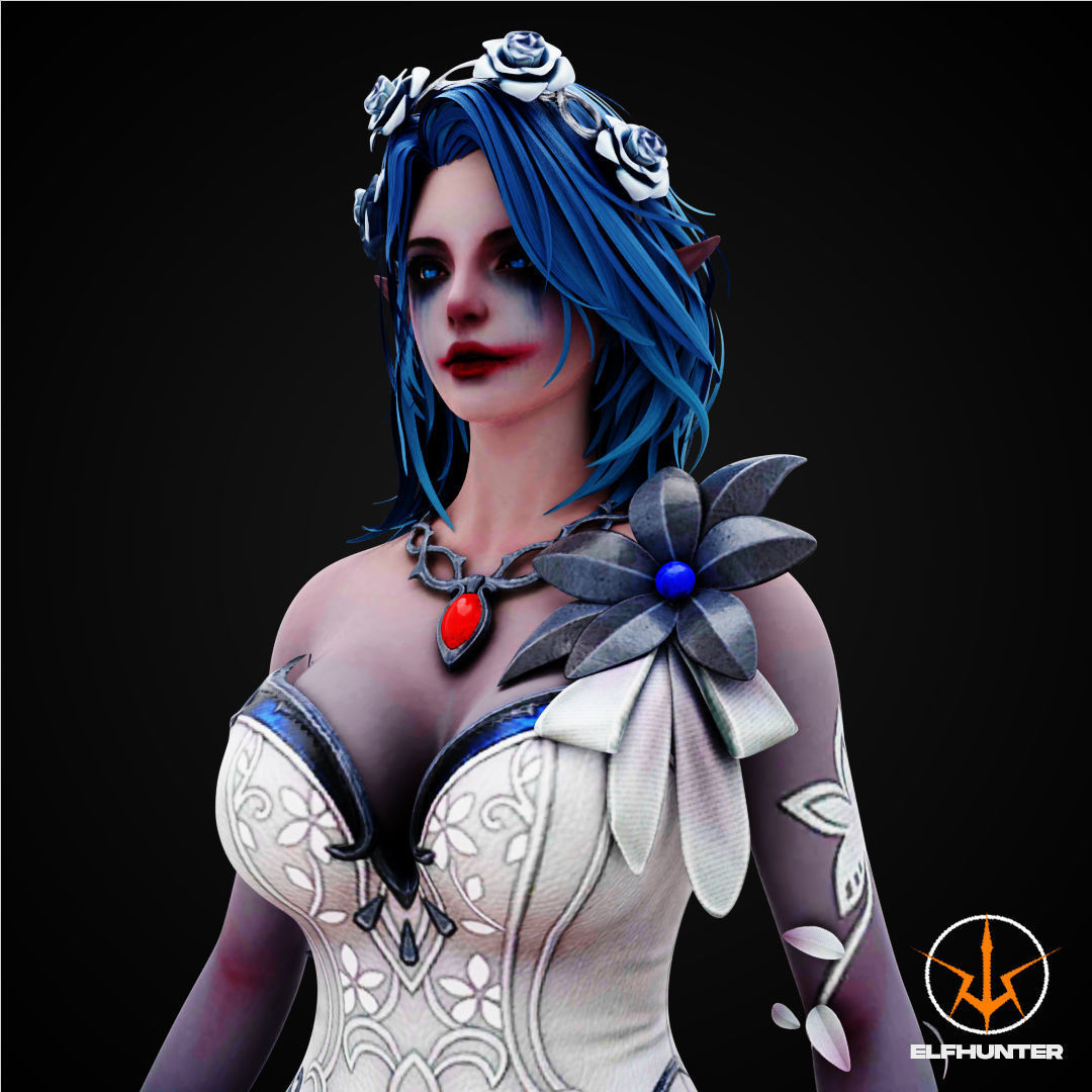 EXCLUSIVE ELF HUNTER EDITION RIGGED CHARACTER ELF GOTHIC WEDDING Low-poly 3D model_1