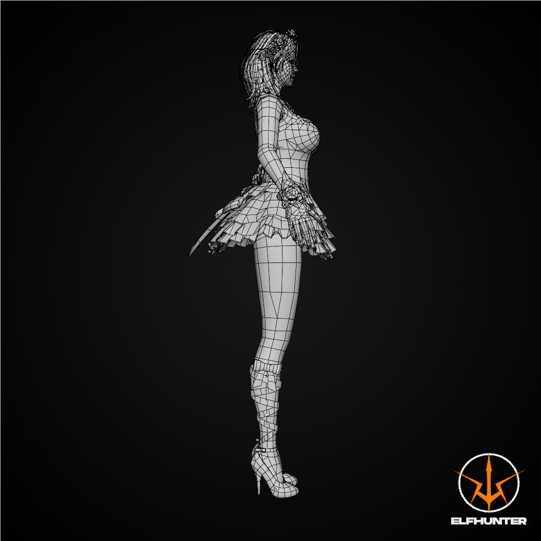 EXCLUSIVE ELF HUNTER EDITION RIGGED CHARACTER ELF GOTHIC WEDDING Low-poly 3D model_11