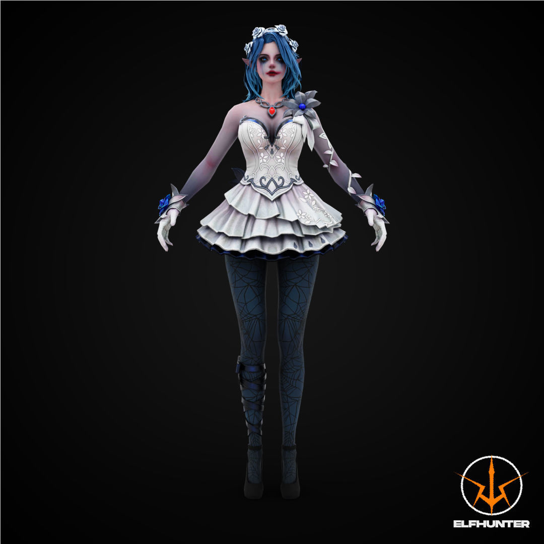 EXCLUSIVE ELF HUNTER EDITION RIGGED CHARACTER ELF GOTHIC WEDDING Low-poly 3D model_2