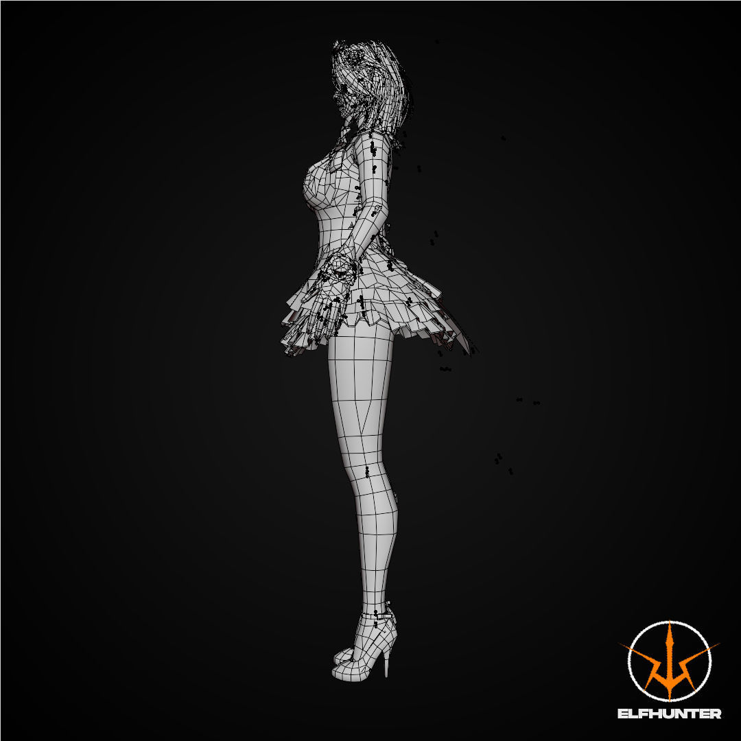 EXCLUSIVE ELF HUNTER EDITION RIGGED CHARACTER ELF GOTHIC WEDDING Low-poly 3D model_17