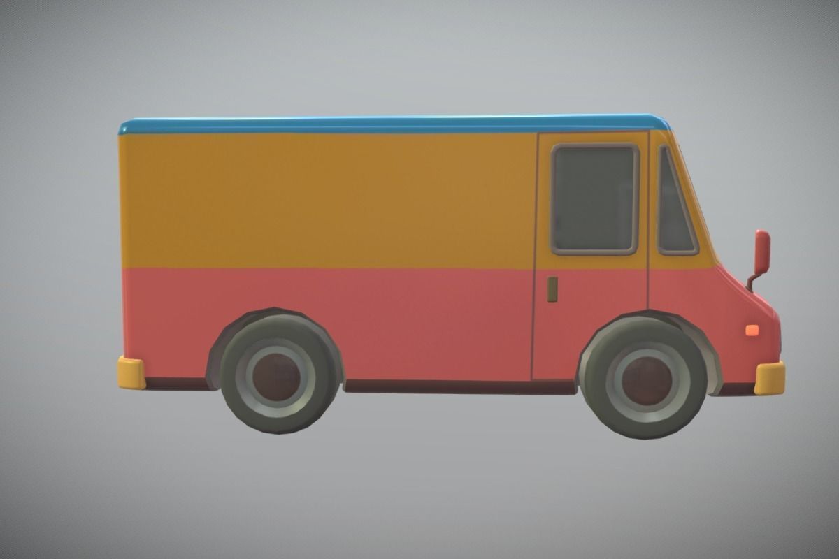 Cute Kebab Kitchen Car Low-poly 3D model_4