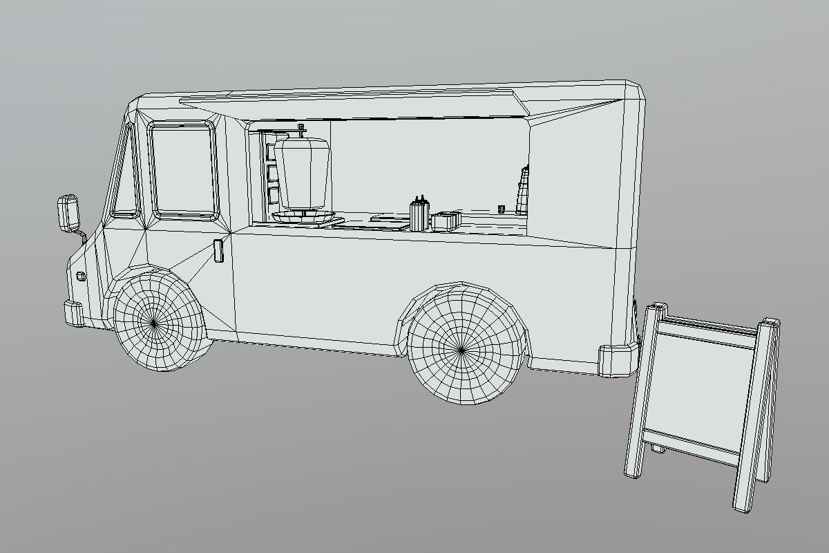 Cute Kebab Kitchen Car Low-poly 3D model_9