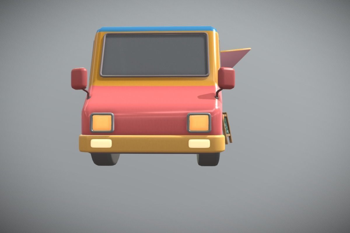 Cute Kebab Kitchen Car Low-poly 3D model_2