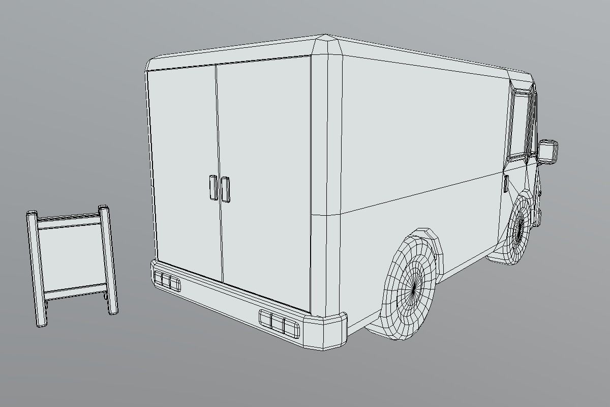 Cute Kebab Kitchen Car Low-poly 3D model_10