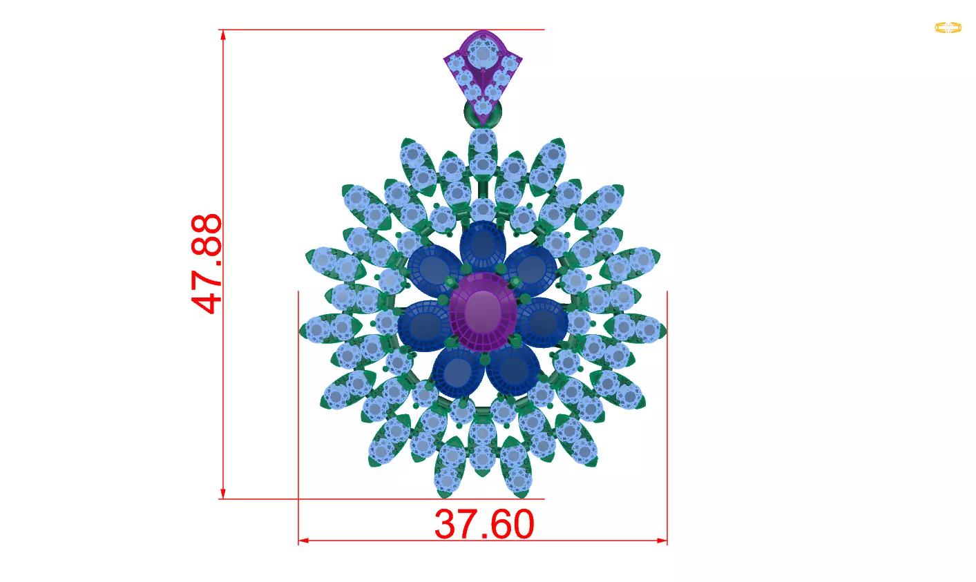 pendant with measurements 3D print model_0