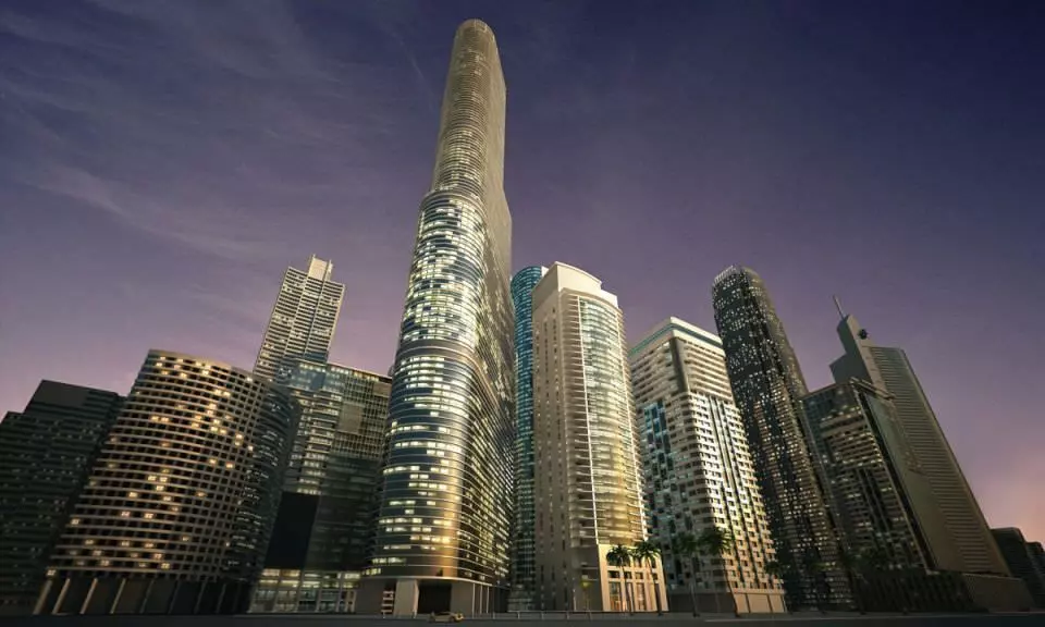 Night Skyscrapers Collection 3D model_0