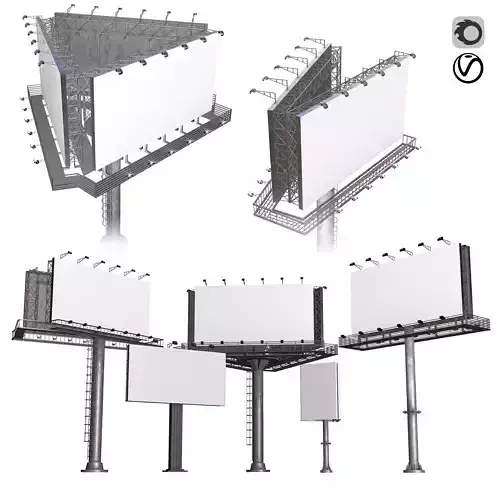 Street and Road Billboard Low-poly 3D model